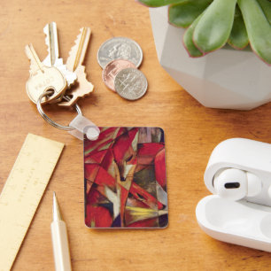 Foxes van Franz Marc,  Abstracte Cubistische kunst Sleutelhanger