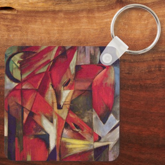 Foxes van Franz Marc,  Abstracte Cubistische kunst Sleutelhanger (Achterkant)