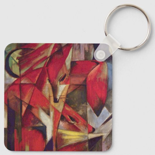 Foxes van Franz Marc,  Abstracte Cubistische kunst Sleutelhanger (Achterkant)