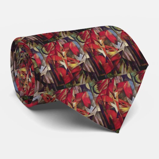 Foxes van Franz Marc, Abstracte Cubistische kunst Stropdas (Opgerold)