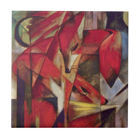 Foxes van Franz Marc,  Abstracte Cubistische kunst Tegeltje (Voorkant)