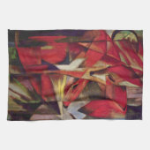 Foxes van Franz Marc,  Abstracte Cubistische kunst Theedoek (Horizontaal)