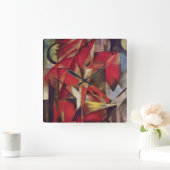 Foxes van Franz Marc, Abstracte Cubistische kunst Vierkante Klok (Huis)