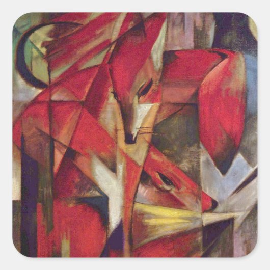 Foxes van Franz Marc, Abstracte Cubistische kunst Vierkante Sticker (Voorkant)