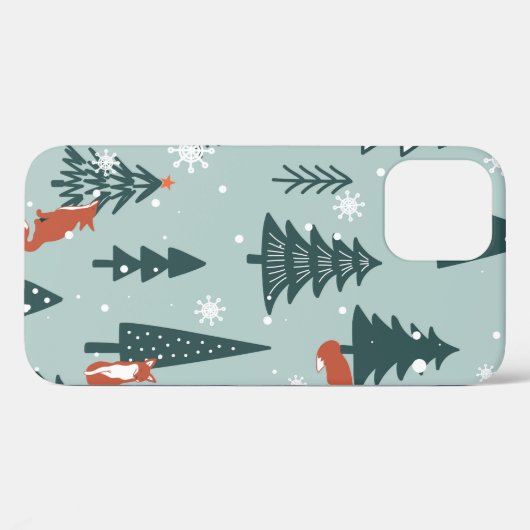 Foxes, vuurbomen, sneeuw, handgetekend. Kleurzeema Case-Mate iPhone Case (Achterkant (horizontaal))