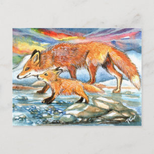 Foxes Walking beroemd gemaakt door Riverbank Briefkaart