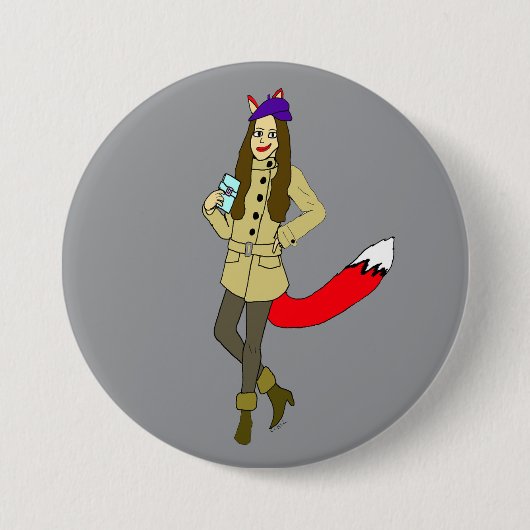 Foxgirl Ronde Button 7,6 Cm (Voorkant)