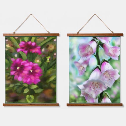 Foxglove Dahlia Bloementuin Bloemen Hangend Wandkleed (Dubbel)