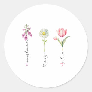Foxglove Daisy Tulip Floral Grappig Politiek Ronde Sticker