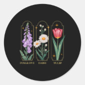 Foxglove Daisy Tulip Floral Ronde Sticker (Voorkant)