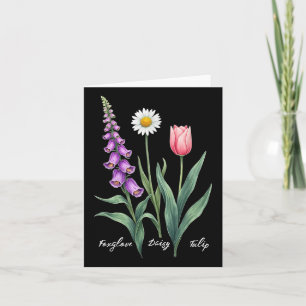 Foxglove Daisy Tulip Flower Design Bloemen Meisje  Kaart