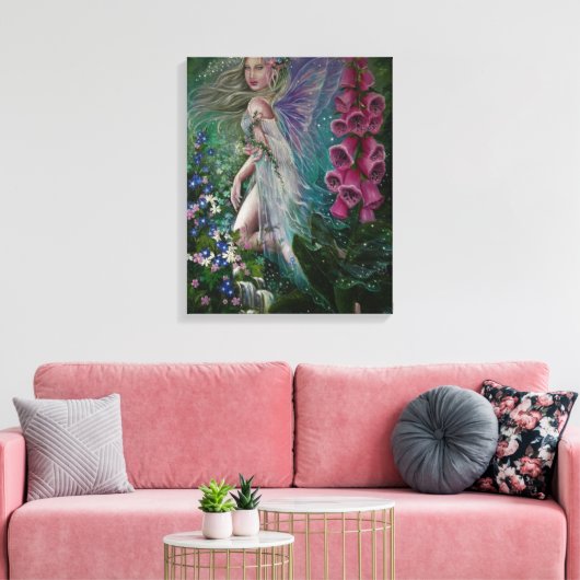 Foxglove fee canvas print (Insitu (Woonkamer))