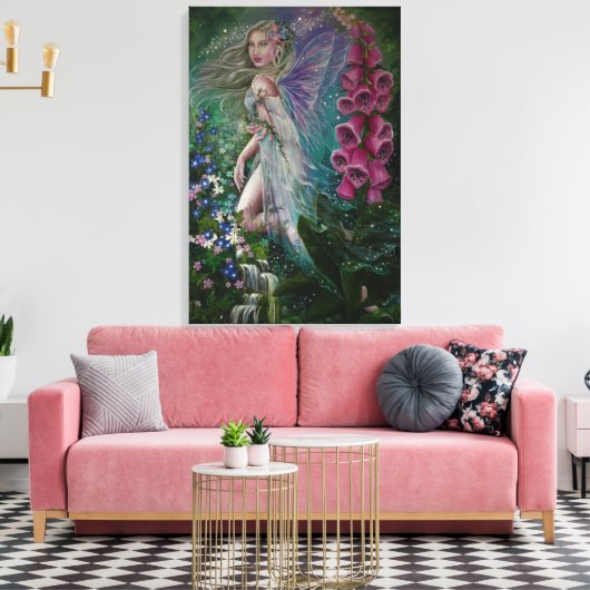 Foxglove fee canvas print (Insitu (Woonkamer))