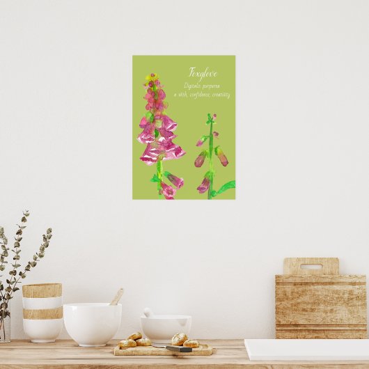 Foxglove Flower Botanical Painical Poster (Keuken)