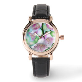 Foxglove Flower Floral Paarse White Green Pink Horloge