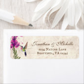 Foxglove Flowers and Hummingbird Garden Address Etiket (Insitu)