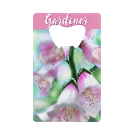 Foxglove Flowers Floral Pink Garden Personalized Creditkaart Flessenopener (Voorkant)