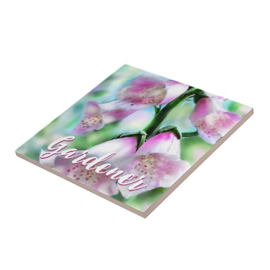 Foxglove Flowers Floral Pink Garden Personalized Tegeltje (Zijkant)