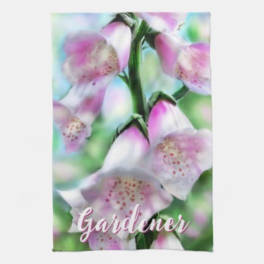 Foxglove Flowers Floral Pink Garden Personalized Theedoek (Verticaal)