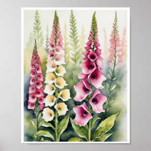 Foxglove Flowers Handgemaakt Water Color Poster