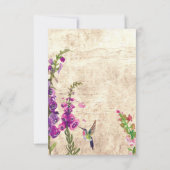 Foxglove Flowers, Hummingbird All-in-One Weddensch RSVP Kaartje (Achterkant)