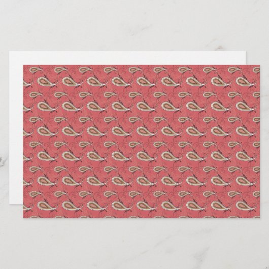 Foxglove Petal Paisley Pattern Briefpapier (Voorkant / Achterkant)