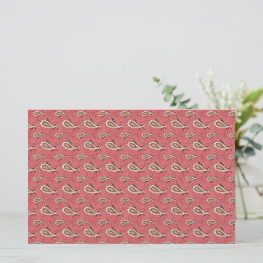 Foxglove Petal Paisley Pattern Briefpapier (Staand voorkant)