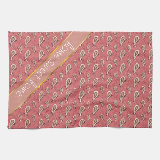 Foxglove Petal Paisley Pattern Theedoek (Horizontaal)