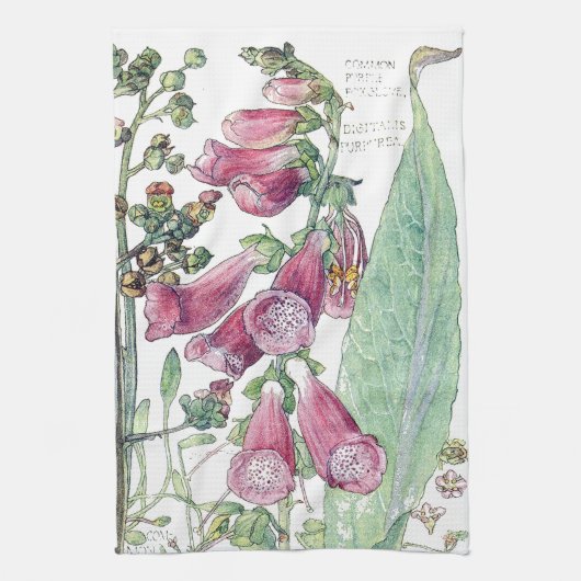 Foxglove Wildflower Flower Kitchen Towel Theedoek (Verticaal)