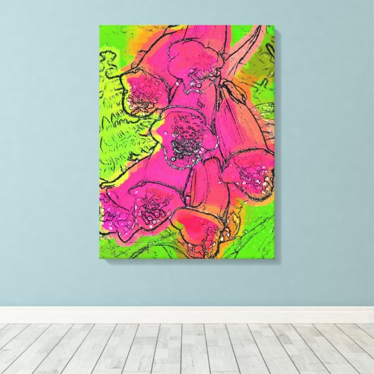 FOXGLOVES CANVAS AFDRUK (Insitu (Houten vloer))