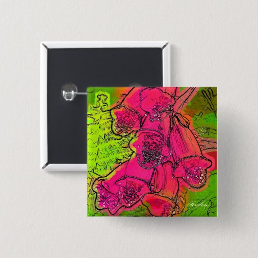 FOXGLOVES VIERKANTE BUTTON 5,1 CM (Voorkant /achterkant)