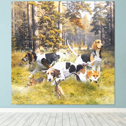 Foxhound Canvas Afdruk (Insitu (Houten vloer))