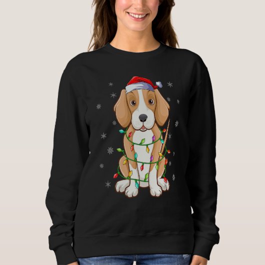 Foxhound Dog Xmas verlichtende kerstman met sinter Trui (Voorkant)
