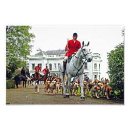 Foxhound Dogs Horses West Berkshire Hunt England Foto Afdruk
