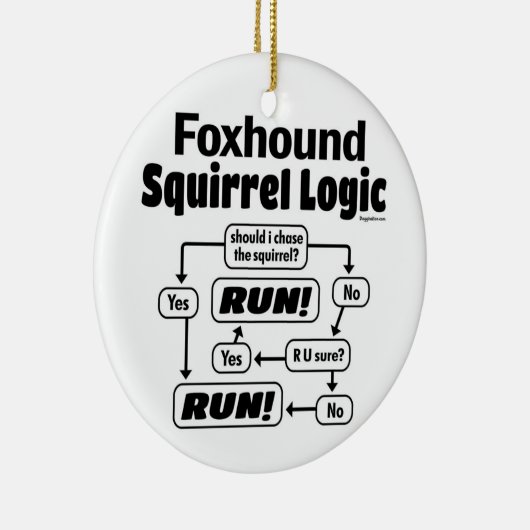 Foxhound Squirrel Logic Keramisch Ornament (Rechts)