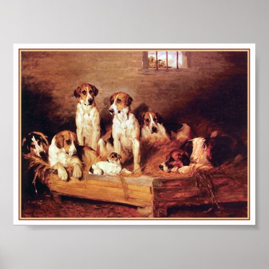 Foxhounds en Terriers door John Emms Poster (Voorkant)