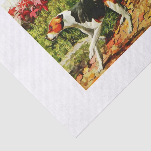 Foxhounds (Engels&Amerikaans) in herfsthout Tissuepapier (Detail)