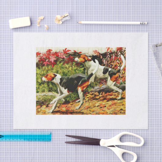 Foxhounds (Engels&Amerikaans) in herfsthout Tissuepapier (Craft)