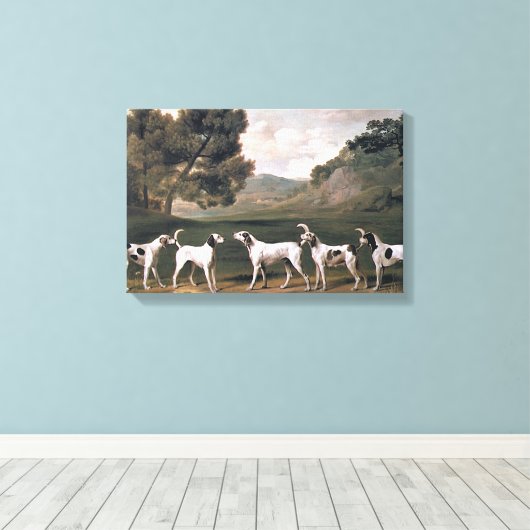 Foxhounds in een landelijk landschap (door George Canvas Afdruk (Insitu (Houten vloer))