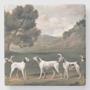 Foxhounds in een landelijk landschap (door George  Stenen Onderzetter