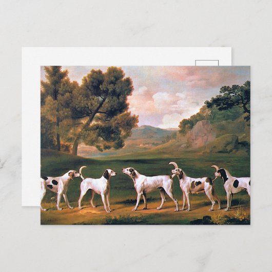 Foxhounds in een landschap door George Stubbs Briefkaart (Voorkant / Achterkant)