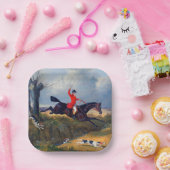 Foxhunting Clearing a Ditch John Herring 1839 Papieren Bordje (Feest)