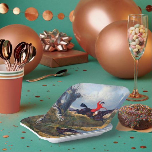 Foxhunting Clearing a Ditch John Herring 1839 Papieren Bordje (Multi)