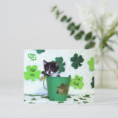 Foxie Cat St. Patrick's Day Kaart (Staand voorkant)