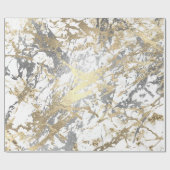 Foxier Champagne Gold Marble Shiny Metallic White Cadeaupapier (Vlak)