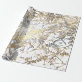 Foxier Champagne Gold Marble Shiny Metallic White Cadeaupapier (Uitgerold)
