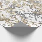 Foxier Champagne Gold Marble Shiny Metallic White Cadeaupapier (Hoek)