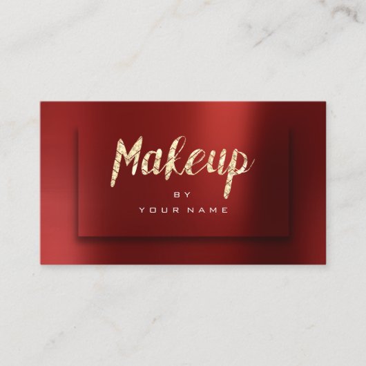 Foxier Gold Burgundy Typograaf Makeup Artist 3D Visitekaartje (Voorkant)