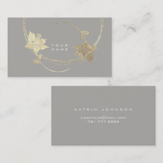 Foxier Gold Roos Gray Lila White Floral Glam Visitekaartje (Voorkant / Achterkant)