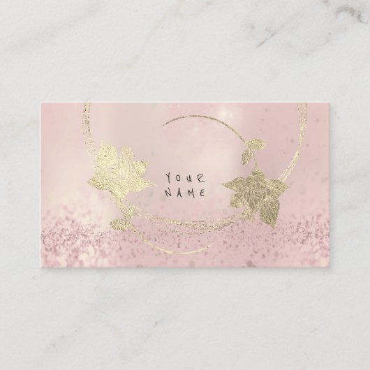 Foxier Gold Roos Roze Blush Parly Floral Glitter Visitekaartje (Voorkant)